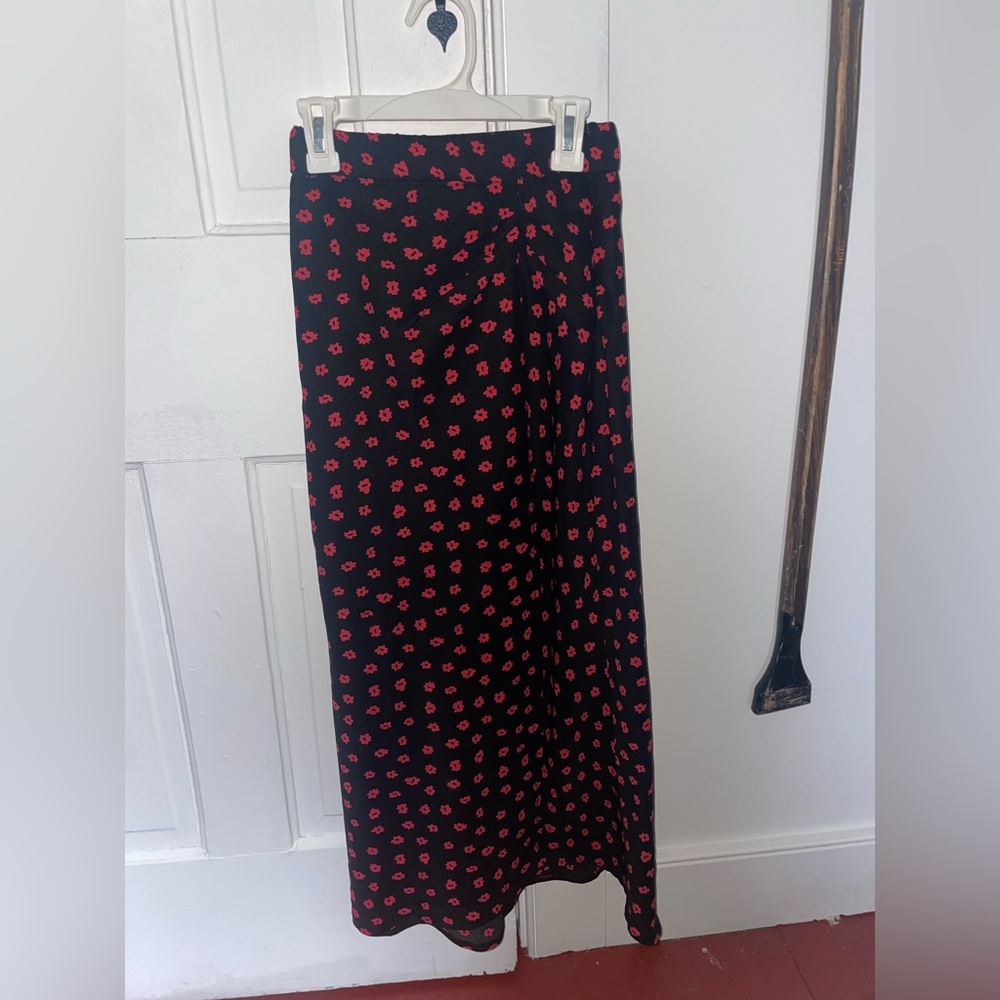 Princess Polly black and red midi skirt Size 0
